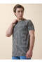 All Over Printed Round Neck Grey T-shirt - 2