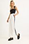 Women's Trousers with Side Stripes Wide-Leg White - 4