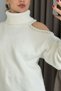 Women's Turtleneck Shoulder Detail Knitwear Sweater Ecru - 2