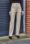 Women's Wide-Leg Full Fit Leather Pantalon Beige - 4