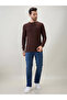 Textured Full Sleeve Regular Fit Dark Brown T-Shirt - 5