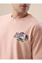 Graphic Back Print Oversized Pink T-shirt - 4