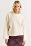Women's crew neck Oversized soft fleece sweater beige - 2