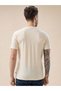 Rubberized Typography Print Regular Fit Beige T-Shirt - 3