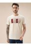 Rubberized Typography Print Regular Fit Beige T-Shirt