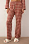 Dried Rose Cotton Piece Thick/Winter Plaid Piece Flannel Woven Pajama Set - 4