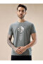 Applique Typography Print Regular Fit Grey T-Shirt