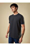 Textured Regular Fit Round Neck Charcoal T-shirt - 2