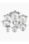 ,S.S Cooking Set14Pcs(18,20,24,26,28cm pots w.lid+MilkPot14cm+Saucepan16Cm+Fry pan24cm)Glossy