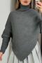 Women's Turtleneck Asymmetrical Cut Sweater Gray - 3