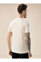 Rubberized Chest Print Regular Fit Beige T-shirt - 3