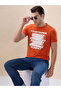 Puff Typography Print Regular Fit Orange T-shirt - 6