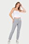 Women's Gray Melange Classic Long Bottoms - 3