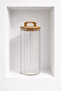 Borosilicate Glass Striped Round Jar with Acacia Lid 1550 ml - 2