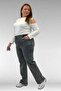 59024 Large Size Jeans with Stone Detail on the Hem - Anthracite - 5