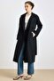 Casual Half Lined Trench Coat with Epaulet and Cape Detail Black 6844 - 2