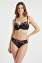 Black Tulle Lilac Floral Print Padded Wired Bra Set - 4