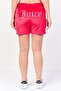 Women Brand Logo Basic Shorts, Red - 2