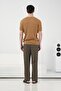 Textured Cycling Collar Tan Knitwear T-Shirt - 4
