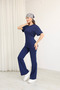 Women's Navy Blue Modal Fabric Waist Tie-Detail Two-Piece Set