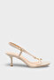 Women's Oval Toe Gold Buckled Back Strap Heels Daily Sandals Ferriera Beige - 2