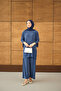 Women's Sewing Detail Slit Set Indigo Blue