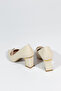 3201 Women's Pointed Toe Silver Stone Thick Heeled Shoes - 3