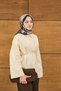 Women's Lace Detail Waist Tie-Detail Shirt Cream - 5