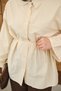 Women's Lace Detail Waist Tie-Detail Shirt Cream - 7