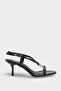 Women's Oval Toe Gold Buckled Back Strap Heels Daily Sandals Ferriera Black - 2