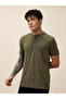 Solid Henley Neck Regular Fit Olive T-shirt - 2