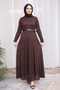 Brown Bel Belt Piece Lace Piece Tulle Dress - 2
