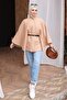 Mink Belted Boucle Poncho