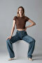 Women's Wide-Leg Cotton Blue Baggy Jeans - 4