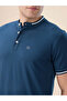 Textured Contrast Tipping Henley Neck Dark Teal T-shirt - 4