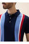 Striped Regular Fit Navy Polo Collared T-shirt - 4