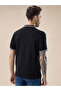 Waffle Textured Regular Fit Balck Polo T Shirt - 3