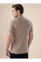 Textured Contrast Tipping Henley Neck Beige T-shirt - 3