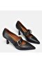 Large Size Stiletto Genuine Leather De Leather 1-42-43-44-Black Leather - 6