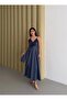 Women's Plaid Lace Piece Back Gipeli Dress Blue