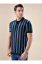Striped Regular Fit Navy Polo T-shirt - 2