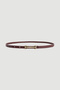 Thin Faux Leather Belt with Lock Buckle - Burgundy