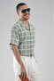 Trend Biz Regular Fit Embroidery Patterned Lattice Fabric Men's Shirt - 5