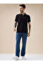 Textured Contrast Tipping Regular Fit Black Polo T-shirt - 5