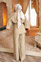 Khaki Shawl Detailed Tunic Trouser Suit - 2