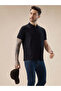 Black Textured Vertical Stripe Regular Fit Polo T-shirt - 6