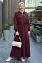 Pocket Cover Detailed Zippered Claret Red Modal Set