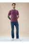 Geometric Textured Regular Fit Mauve Polo T-shirt - 5