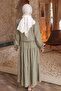 Khaki Buttoned Shirt and Skirt Set - 2