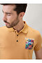 Puff Graphic Back Print Gold Polo T-shirt - 4